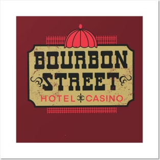 Retro Vintage Bourbon Street Hotel and Casino Las Vegas Posters and Art